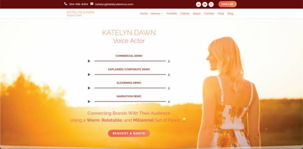 Katelyn Dawn Above The Fold Website Design